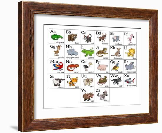 Cartoon Animal Alphabet Chart-Krisdog-Framed Art Print