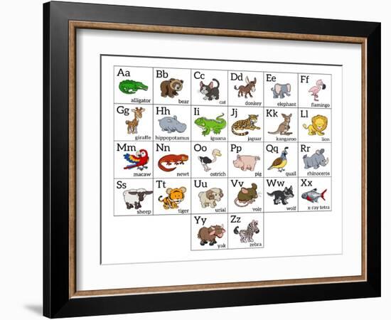 Cartoon Animal Alphabet Chart-Krisdog-Framed Art Print