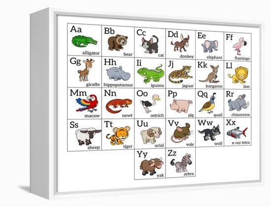 Cartoon Animal Alphabet Chart-Krisdog-Framed Stretched Canvas