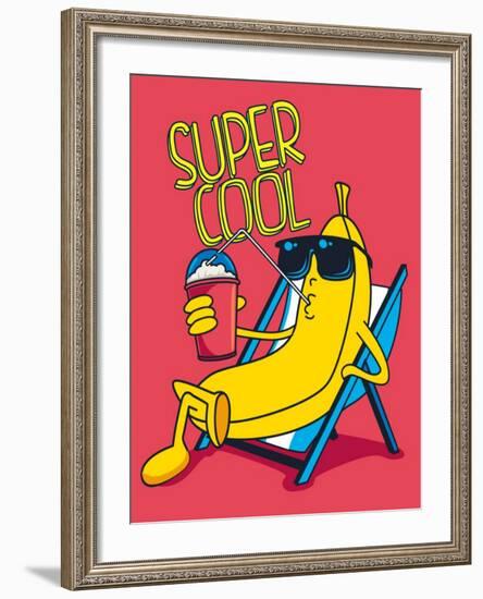 Cartoon Banana Vector Character, Milkshake-braingraph-Framed Art Print