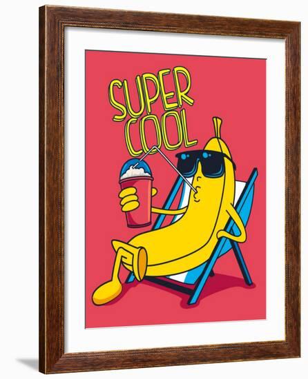 Cartoon Banana Vector Character, Milkshake-braingraph-Framed Art Print