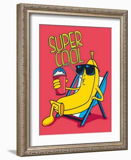 Cartoon Banana Vector Character, Milkshake-braingraph-Framed Art Print