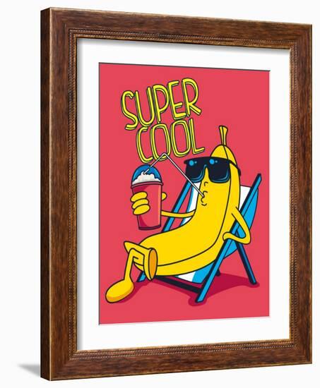 Cartoon Banana Vector Character, Milkshake-braingraph-Framed Art Print