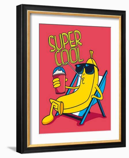 Cartoon Banana Vector Character, Milkshake-braingraph-Framed Art Print