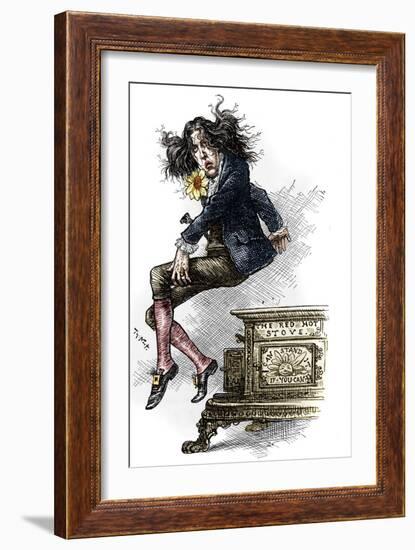 Cartoon by Oscar Wilde (1854-1900), Dressed in Dandy, Made during His Trip to the United States in-Thomas Nast-Framed Giclee Print