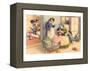 Cartoon Cats Playing House-null-Framed Stretched Canvas