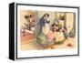 Cartoon Cats Playing House-null-Framed Stretched Canvas