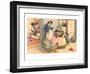 Cartoon Cats Playing House-null-Framed Art Print
