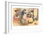 Cartoon Cats Playing House-null-Framed Art Print