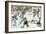 Cartoon Cats Playing Ice Hockey-null-Framed Art Print