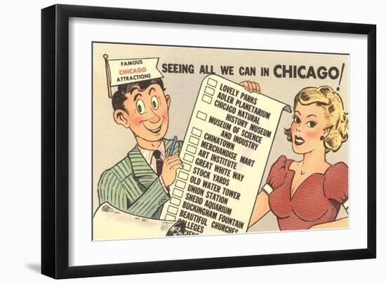Cartoon Checklist of Sites, Chicago, Illinois-null-Framed Art Print