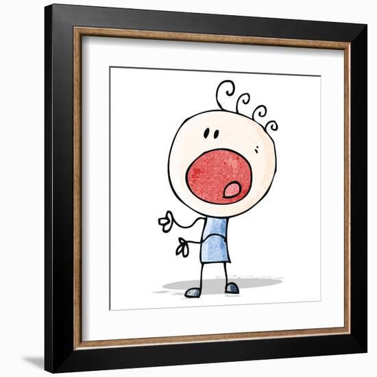 Cartoon Complaining Doodle Man-lineartestpilot-Framed Art Print