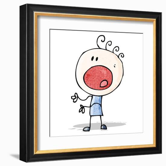 Cartoon Complaining Doodle Man-lineartestpilot-Framed Art Print