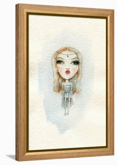 Cartoon Cute Child Girl . Watercolor Illustration-Anna Ismagilova-Framed Stretched Canvas