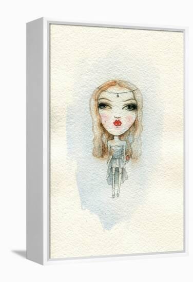 Cartoon Cute Child Girl . Watercolor Illustration-Anna Ismagilova-Framed Stretched Canvas