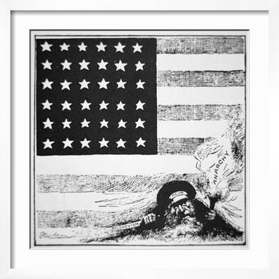 Cartoon Depicting Communism and Anarchy Creeping under the American Flag, 1919' Giclee Print Cartoon Depicting Communism and Anarchy Creeping under the American Flag, 1919' Giclee Print