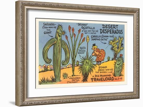 Cartoon Depicting Kinds of Cacti-null-Framed Art Print