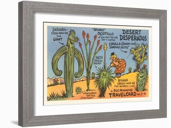 Cartoon Depicting Kinds of Cacti-null-Framed Art Print