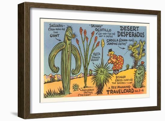 Cartoon Depicting Kinds of Cacti-null-Framed Art Print
