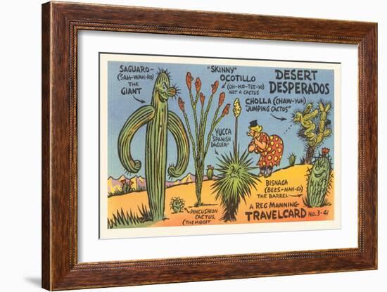 Cartoon Depicting Kinds of Cacti-null-Framed Art Print