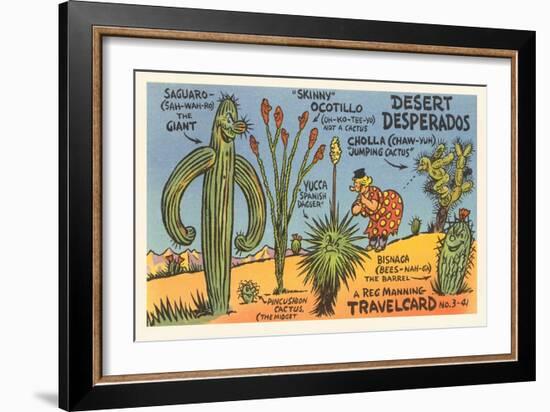 Cartoon Depicting Kinds of Cacti-null-Framed Art Print