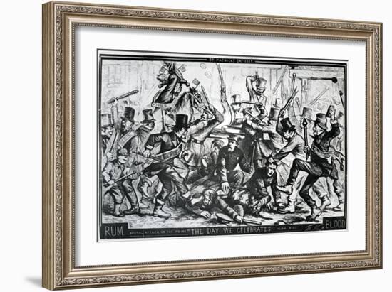 Cartoon Depicting the Riots in New York on St Patrick's Day 1867, Published in Harper's Weekly,…-Thomas Nast-Framed Giclee Print