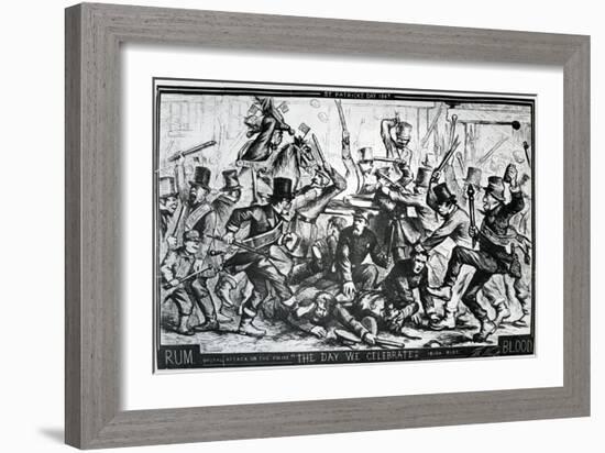 Cartoon Depicting the Riots in New York on St Patrick's Day 1867, Published in Harper's Weekly,…-Thomas Nast-Framed Giclee Print