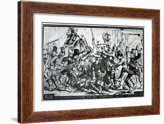 Cartoon Depicting the Riots in New York on St Patrick's Day 1867, Published in Harper's Weekly,…-Thomas Nast-Framed Giclee Print