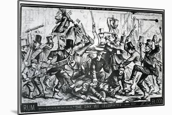 Cartoon Depicting the Riots in New York on St Patrick's Day 1867, Published in Harper's Weekly,…-Thomas Nast-Mounted Giclee Print