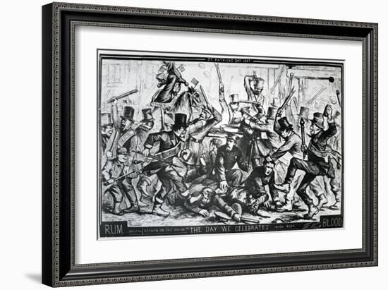 Cartoon Depicting the Riots in New York on St Patrick's Day 1867, Published in Harper's Weekly,…-Thomas Nast-Framed Giclee Print