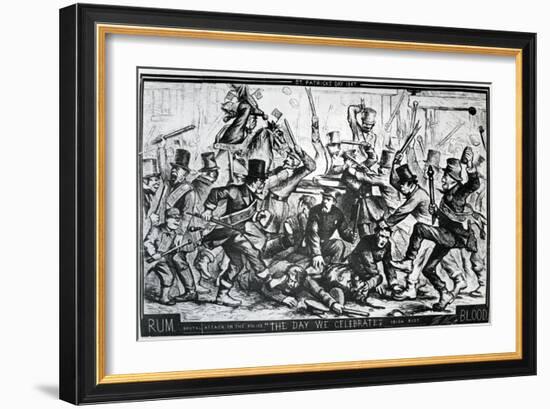 Cartoon Depicting the Riots in New York on St Patrick's Day 1867, Published in Harper's Weekly,…-Thomas Nast-Framed Giclee Print