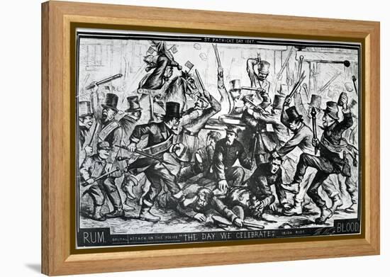 Cartoon Depicting the Riots in New York on St Patrick's Day 1867, Published in Harper's Weekly,…-Thomas Nast-Framed Premier Image Canvas