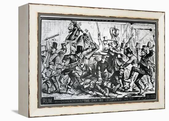 Cartoon Depicting the Riots in New York on St Patrick's Day 1867, Published in Harper's Weekly,…-Thomas Nast-Framed Premier Image Canvas