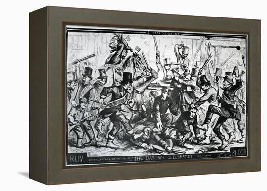 Cartoon Depicting the Riots in New York on St Patrick's Day 1867, Published in Harper's Weekly,…-Thomas Nast-Framed Premier Image Canvas