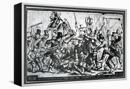 Cartoon Depicting the Riots in New York on St Patrick's Day 1867, Published in Harper's Weekly,…-Thomas Nast-Framed Premier Image Canvas