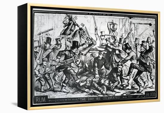 Cartoon Depicting the Riots in New York on St Patrick's Day 1867, Published in Harper's Weekly,…-Thomas Nast-Framed Premier Image Canvas