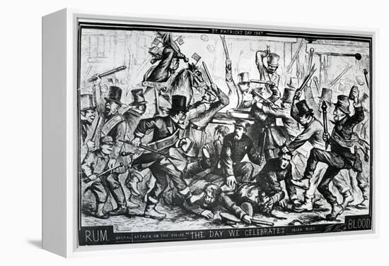 Cartoon Depicting the Riots in New York on St Patrick's Day 1867, Published in Harper's Weekly,…-Thomas Nast-Framed Premier Image Canvas