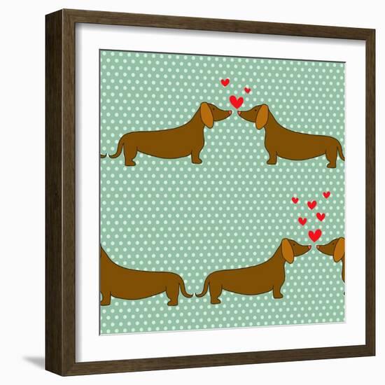 Cartoon Dogs Pattern.-TashaNatasha-Framed Art Print