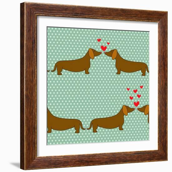 Cartoon Dogs Pattern.-TashaNatasha-Framed Art Print