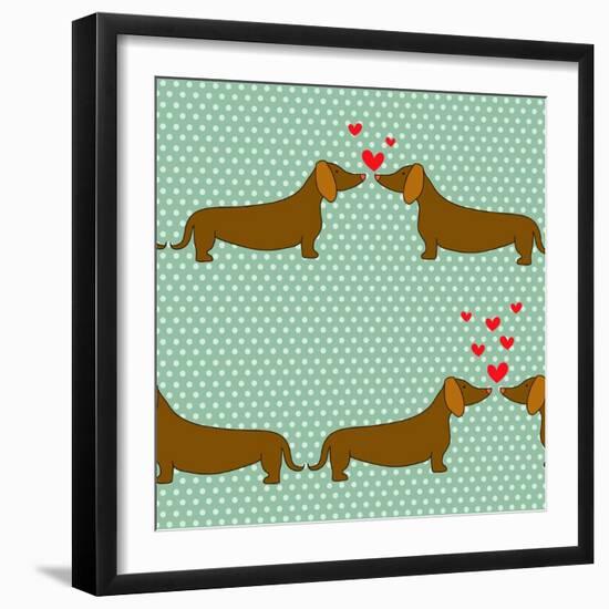 Cartoon Dogs Pattern.-TashaNatasha-Framed Art Print