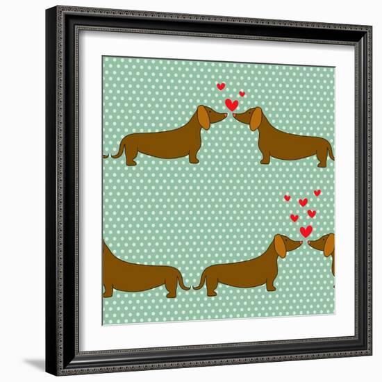 Cartoon Dogs Pattern.-TashaNatasha-Framed Art Print