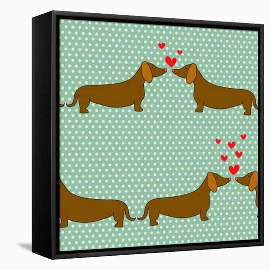 Cartoon Dogs Pattern.-TashaNatasha-Framed Stretched Canvas