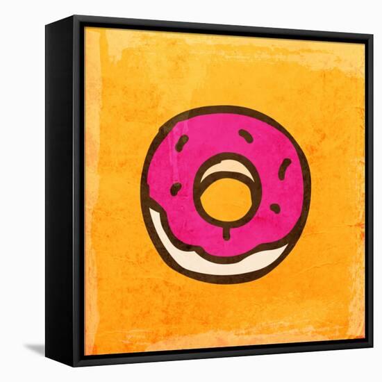 Cartoon Donut. Cute Hand Drawn, Vintage Paper Texture-Ozerina Anna-Framed Stretched Canvas