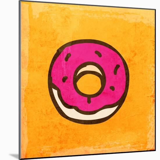 Cartoon Donut. Cute Hand Drawn, Vintage Paper Texture-Ozerina Anna-Mounted Art Print