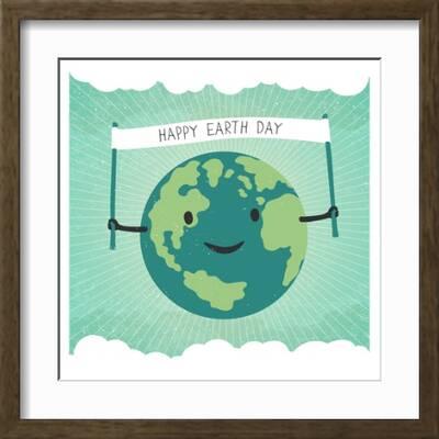 Cartoon Earth Illustration. Planet Smile and Hold Banner with Happy Earth  Day Words. on Sunbeam Ray' Art Print - pashabo 
