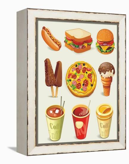 Cartoon Fast Food Icon-Aleksey Vl B.-Framed Stretched Canvas