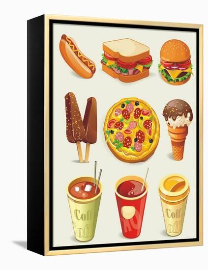 Cartoon Fast Food Icon-Aleksey Vl B.-Framed Stretched Canvas