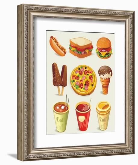 Cartoon Fast Food Icon-Aleksey Vl B.-Framed Premium Giclee Print