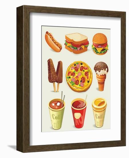 Cartoon Fast Food Icon-Aleksey Vl B.-Framed Premium Giclee Print