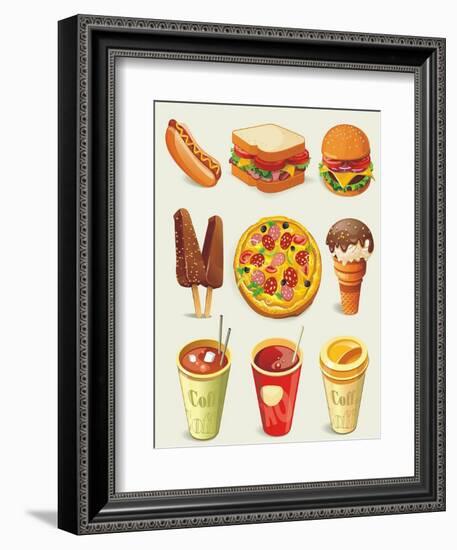 Cartoon Fast Food Icon-Aleksey Vl B.-Framed Premium Giclee Print